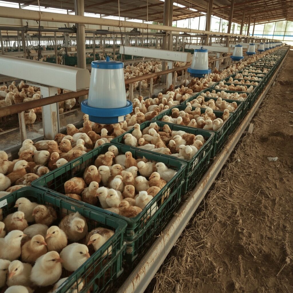 lucid realism realistic photo of a poultry farm setting in wes 3