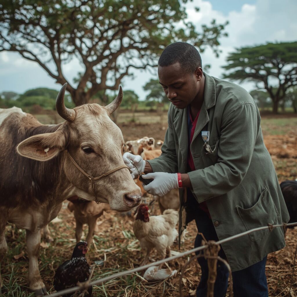 lucid realism realistic photo of a veterinarian in a rural afr 1